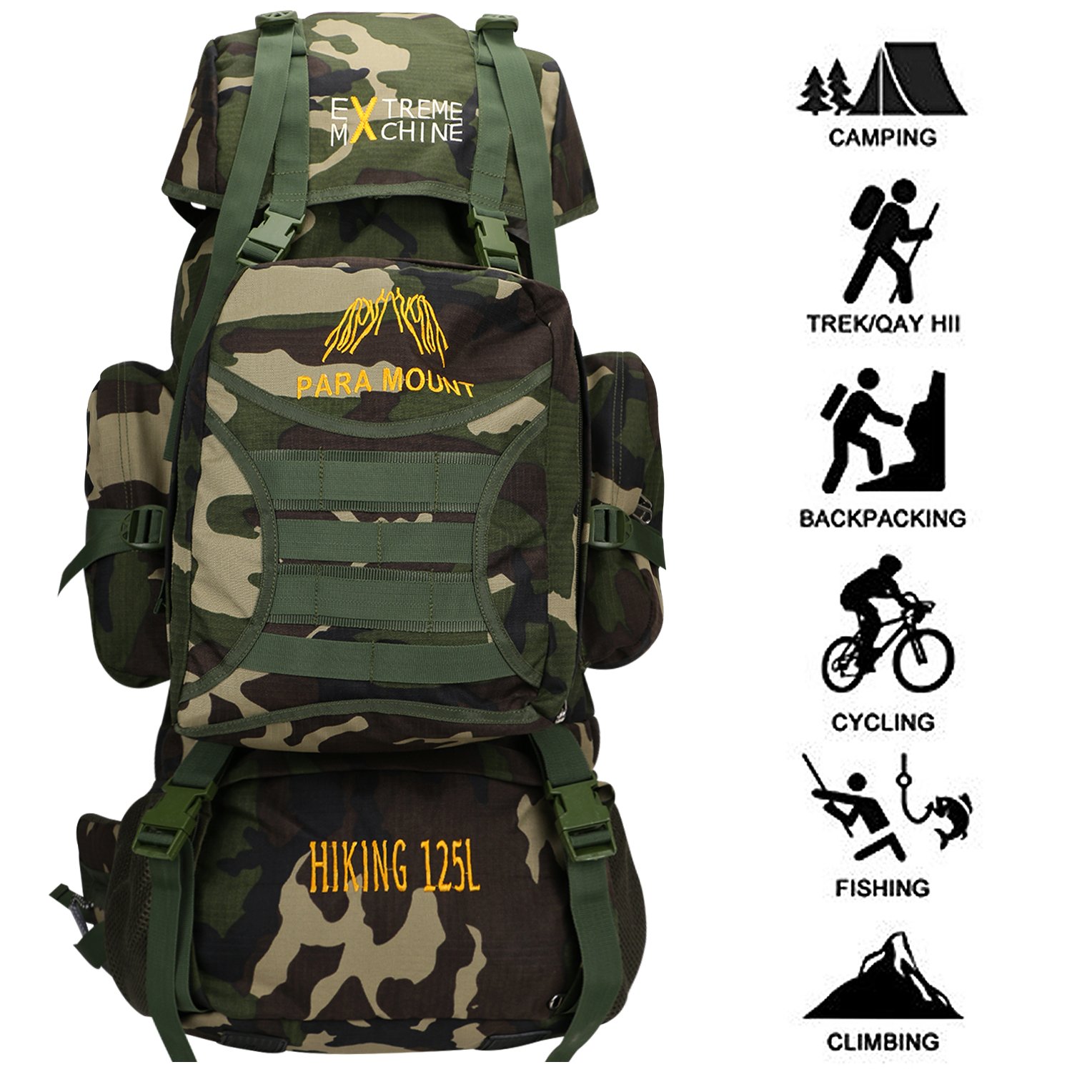 1 (1) 125L Army Print Rucksack Trekking Bag - Image 1