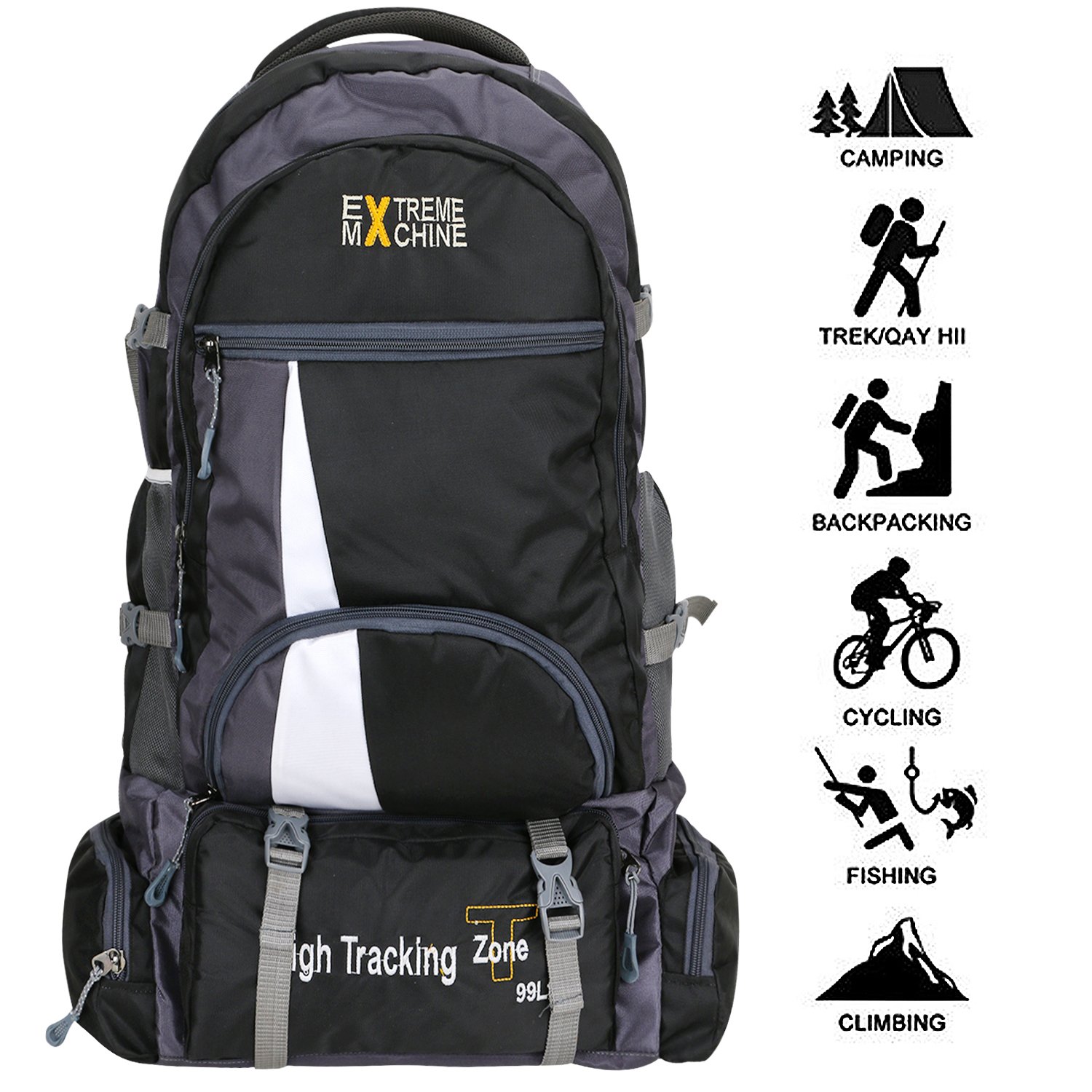 1 (6) 99L Black Trekking Bag - Image 1